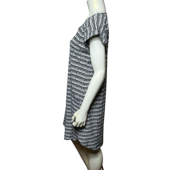 T by Talbots Black & White Striped Short Sleeve Casual Dress with Pockets Size M - Picture 6 of 8